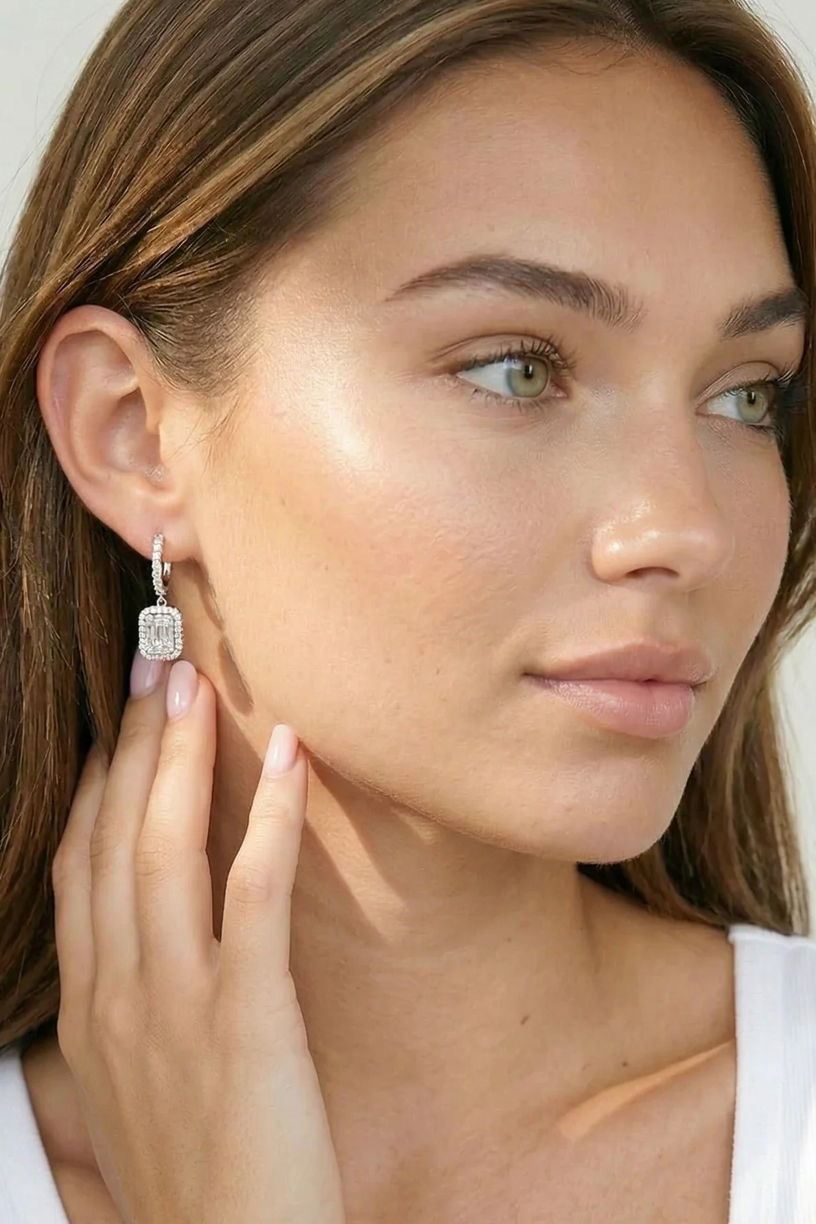 Diamond Emerald Drop Earrings - Image 3