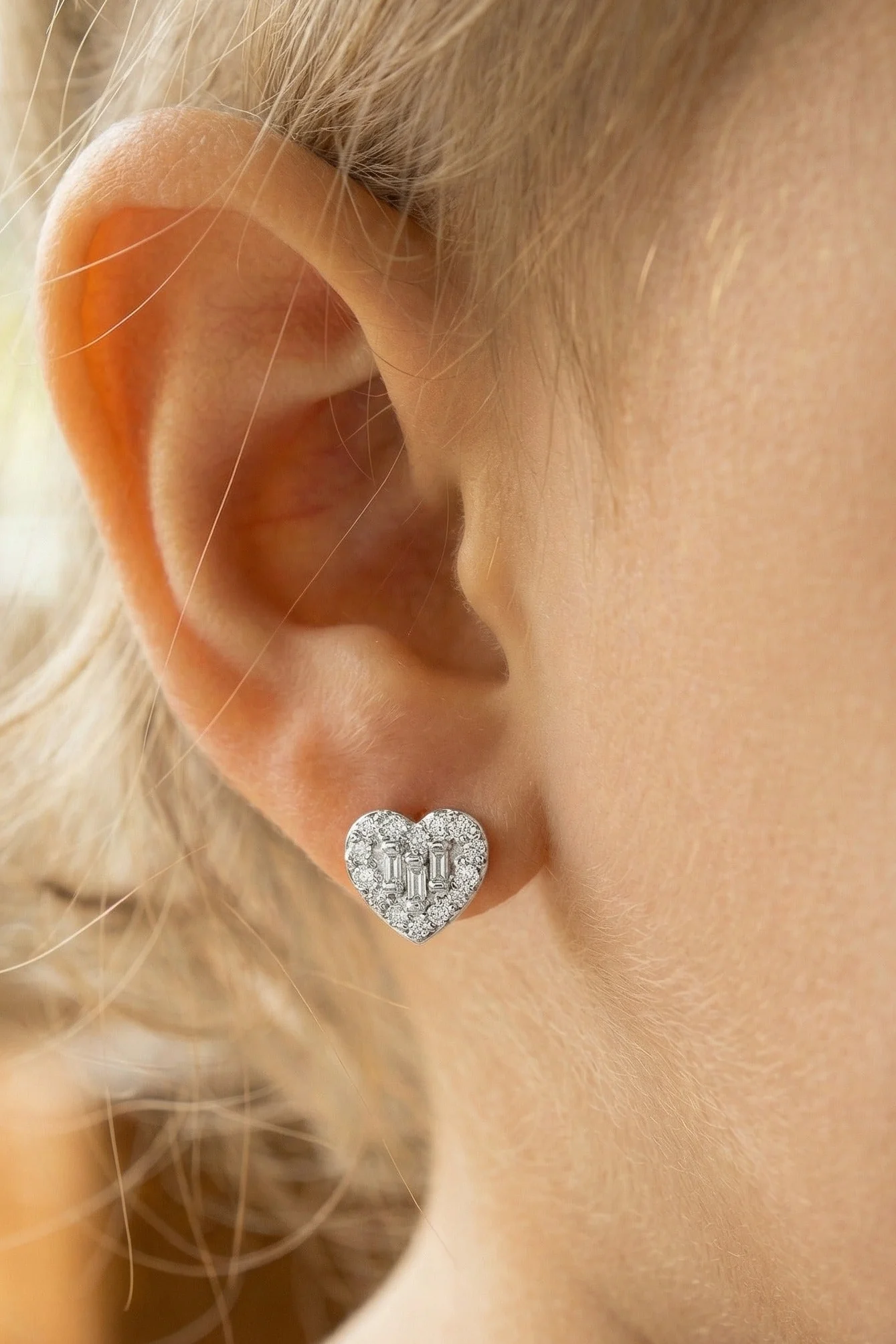 Heart Baguette Studs - Image 3